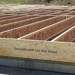 Image of TimberStrand LSL rim board used to create floor framing.