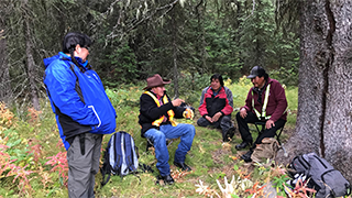 Image of Tommy Wanyandie telling a story in Cree with Alberta's Aseniwuche Winewak Nation.