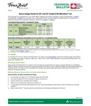 Beam Design Guide for 22” and 24” Depth 2.0E Microllam® LVL