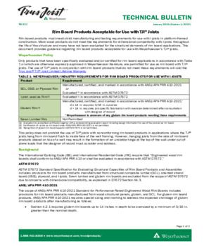 Rim Board Products Acceptable for Use with TJI® Joists