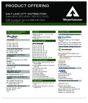 Salt Lake City, UT Line Card