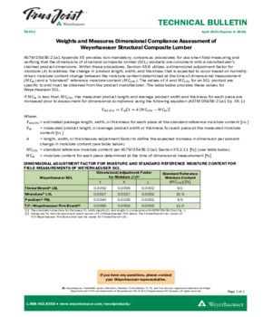 Weights and Measures Dimensional Compliance Assessment of Weyerhaeuser Structural Composite Lumber