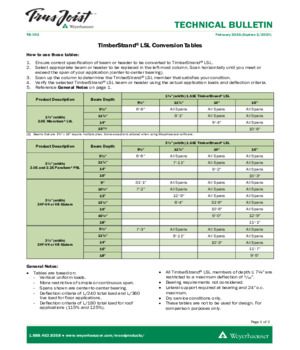 TimberStrand LSL Conversion Tables