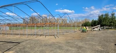 Image of the completed frames for the new greenhouses.