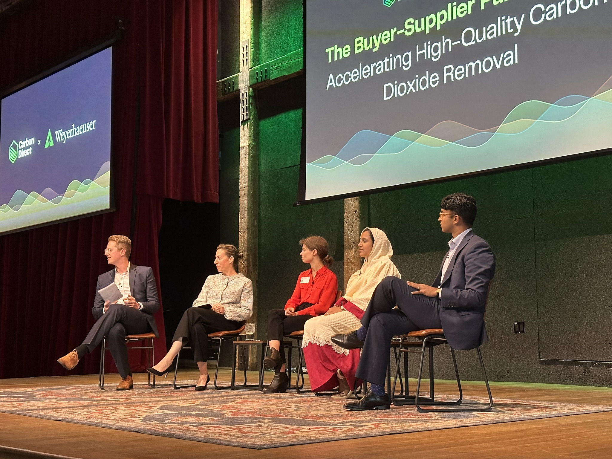 Image of Alicia Robbins, vice president of Portfolio Analytics and Business Development, taking part in a panel discussion during Climate Week NYC 2024.