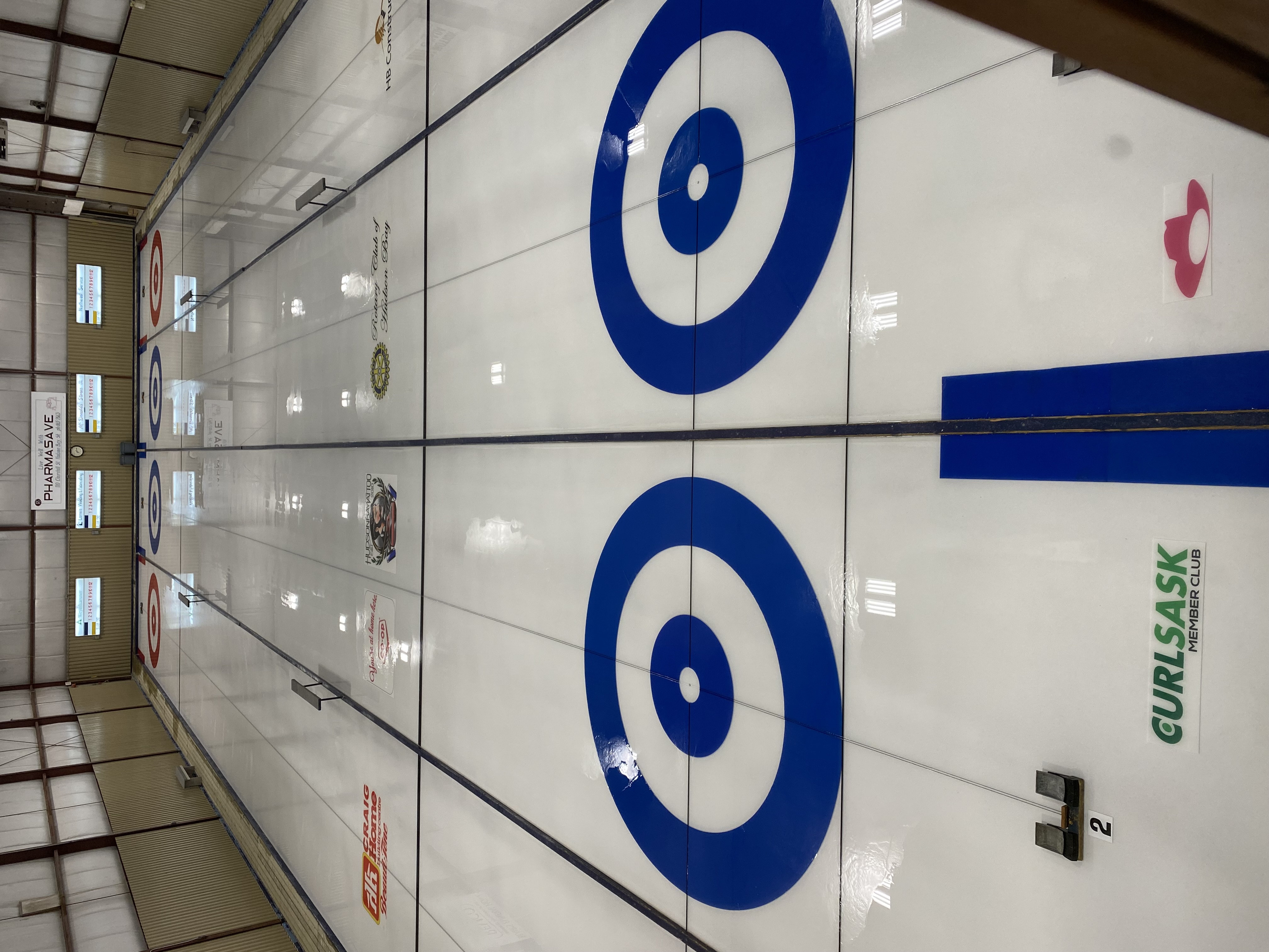 Image of the Hudson Bay Curling Club ice surface.