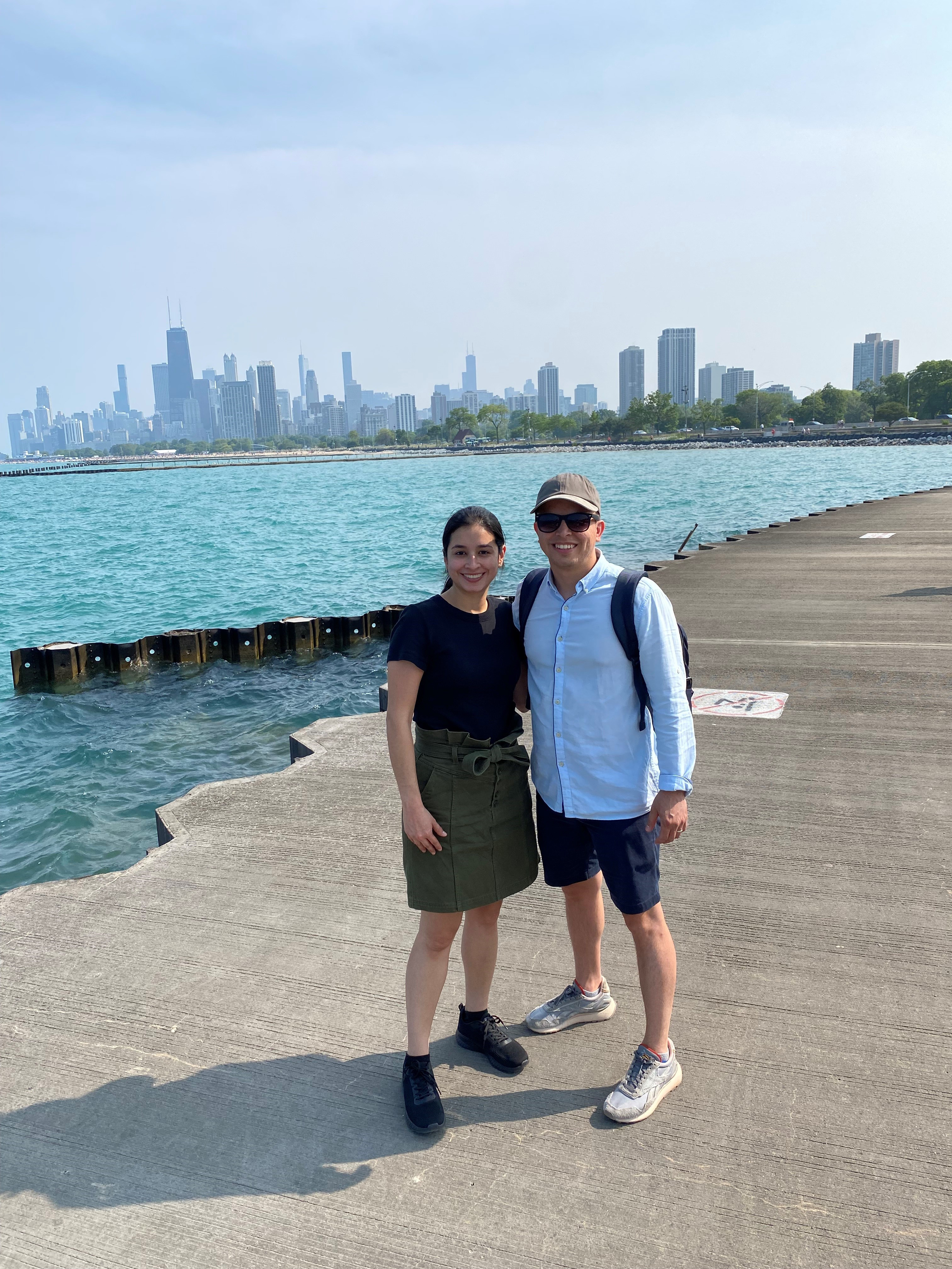 Image of Laura and her husband Leon on the Lake Michigan shoreline in Chicago.