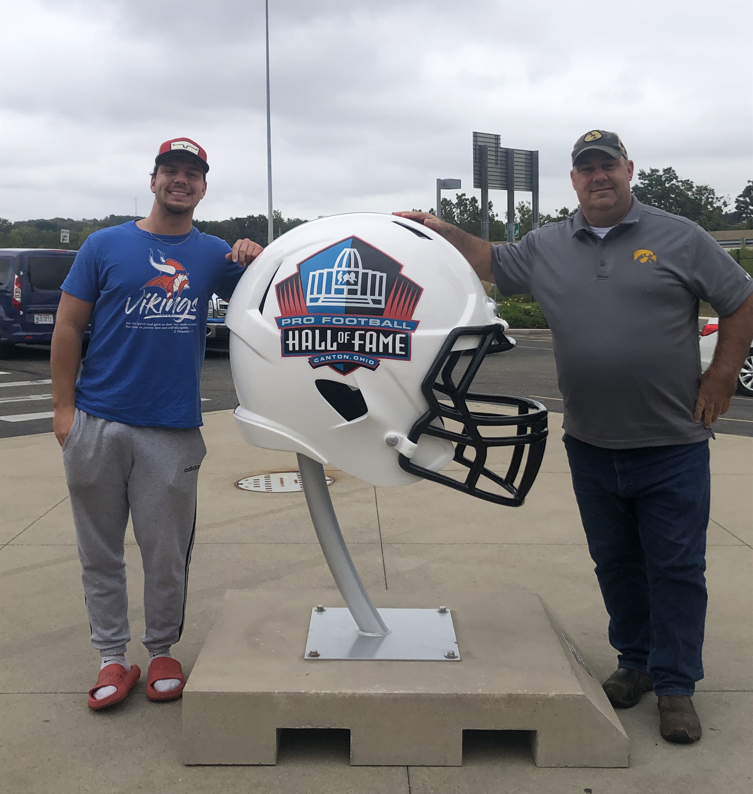 Kevin and his son Kalor visit the Pro Football Hall of Fame in Canton, Ohio.