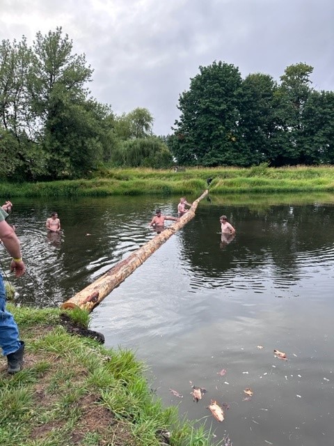 Image of participants taking part in the boom stick run.